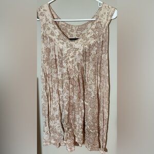 ADVANCE APPARELS CREAM & TAN sleeveless top with sequins & embroidery